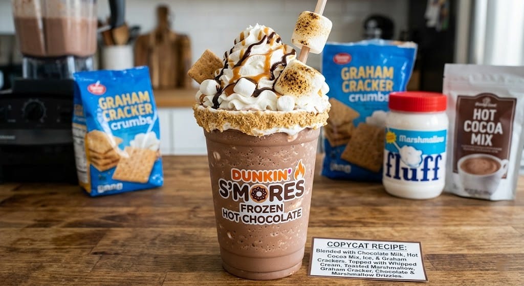 Smores frozen hot chocolate dunkin copycat recipe.