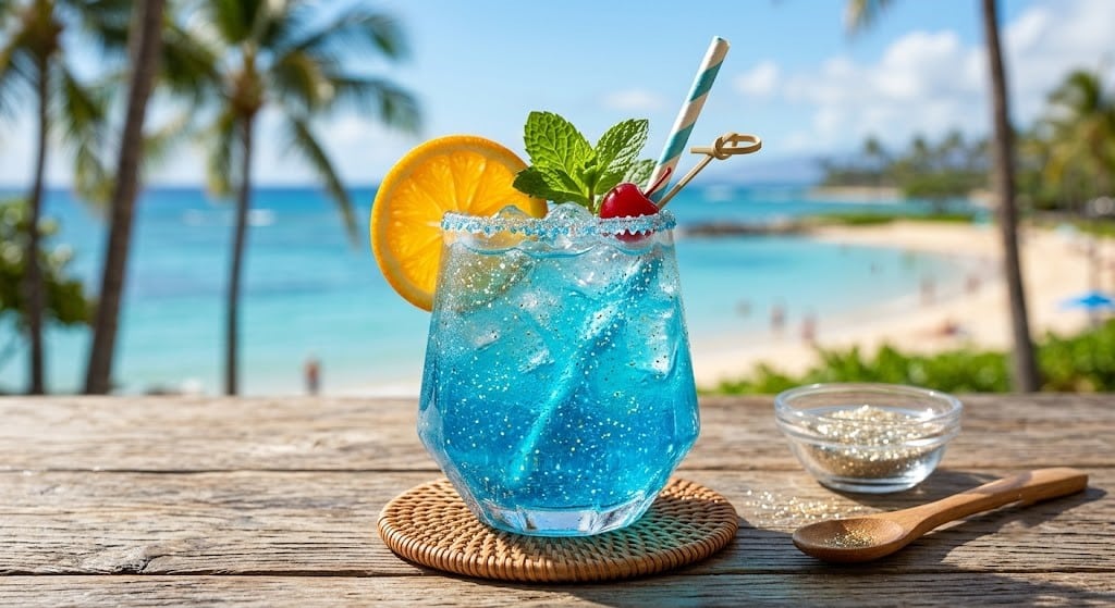 The Ultimate Sparkly Blue Lagoon Mocktail with Edible Glitter The Ultimate Sparkly Blue Lagoon Mocktail with Edible Glitter